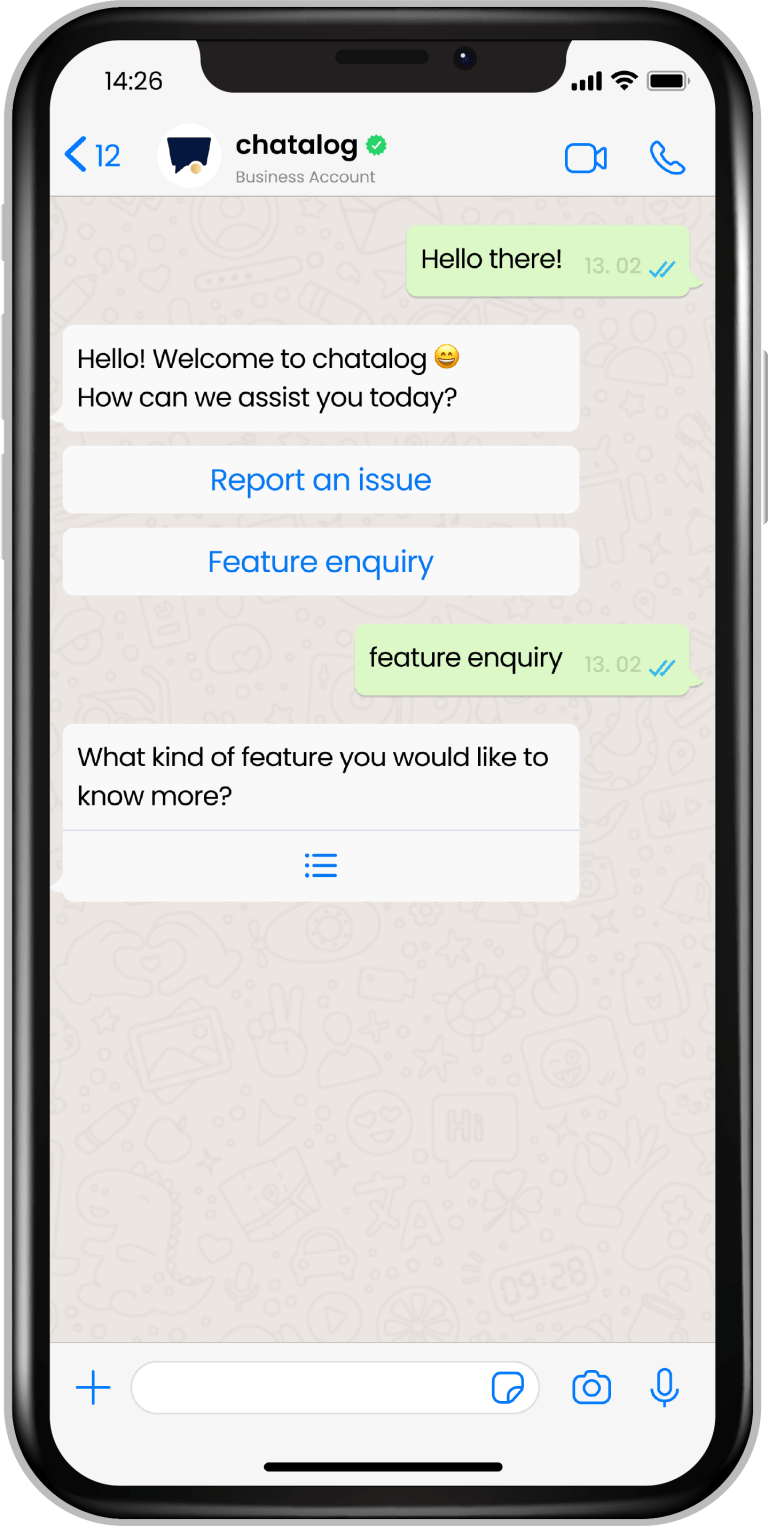 WhatsApp reply buttons interface