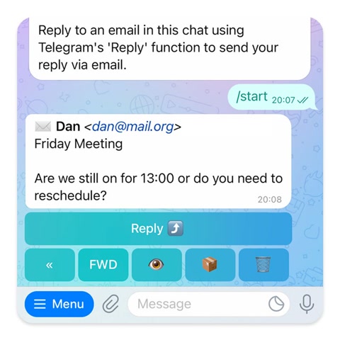 Bot Telegram avec clavier inline et boutons d'action